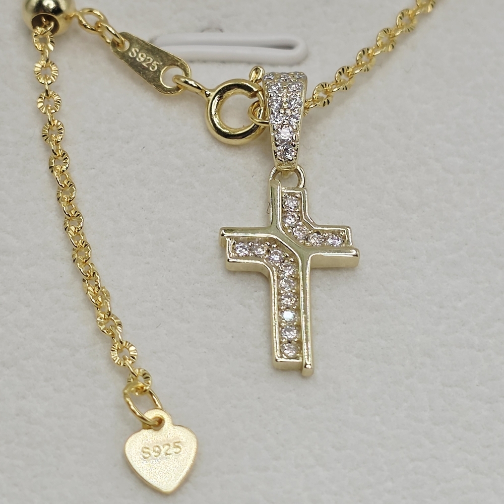 ✝️Moissanite Diamond Cross Pendant Necklace – 18K Gold Over S925 Silver